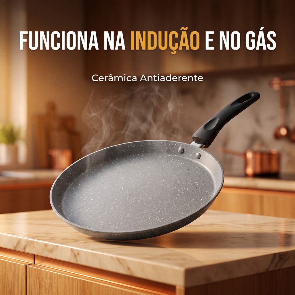 Frigideira Indução Com Revestimento Cerâmico 20cm Antiaderente Cozinha Duravél Prático Antiaderente