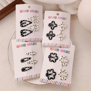  4 Pçs/set Hairpin , Bonito Preto Branco Dot Grampos De Cabelo , Presilhas Geométricas Doces Acessórios