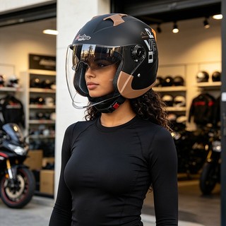 Capacete de motocicleta quatro estações Design de lente dupla Universal com lente protetor solar com babador removível i