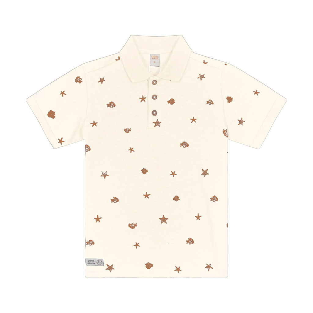 Polo Infantil Estampada Trick Nick Bege