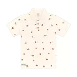 Polo Infantil Estampada Trick Nick Bege