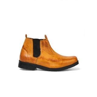 BOTA CARAMELO MASCULINA COURO LEGÍTIMO CHELSEA - BOTA SOCIAL CASUAL ELÁSTICO