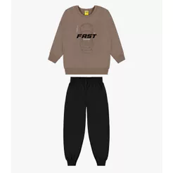 Kit Conjunto Blusão Com Calça Rovi Kids Marrom