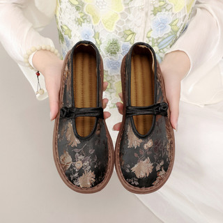 Ouro preto flutuante 2026 estilo chinês bordado sapatos artesanais respirável All-Match sapatos planos confortáveis Baot