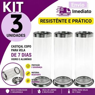 Copo de Vela 7 Dias Vidro Reforçado Castiçal Religioso - Vidro E Alumínio - PROTEÇÃO E SEGURANÇA - Zp7