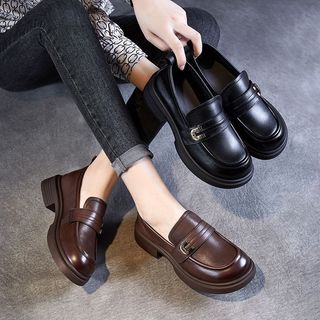 Sapatos de couro macio sapatos de couro casuais All-Match novo estilo dedo do pé redondo sola grossa
