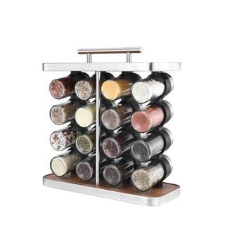 Conjunto Organizadores Condimentos Vidro Inox 16 Potes 80ml Temperos Alimentos