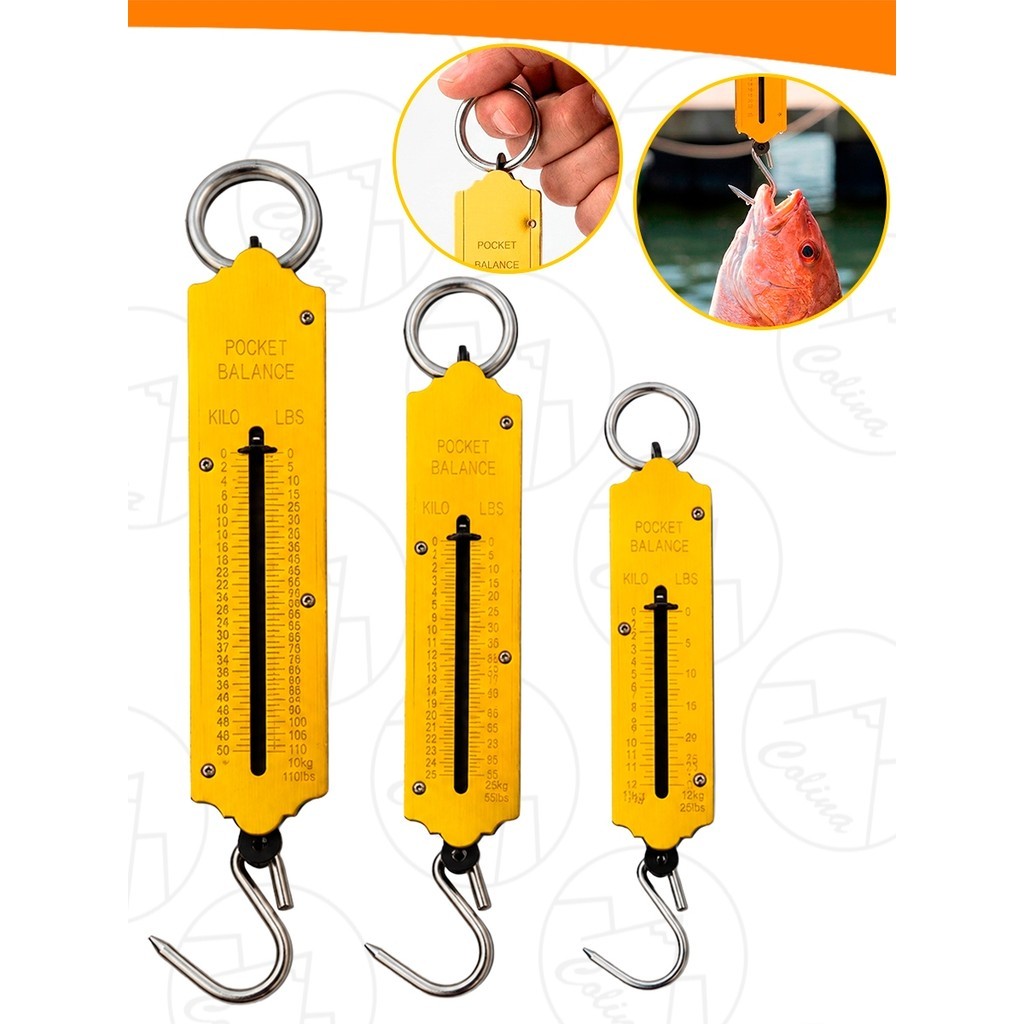 Balanças De Gancho Portátil Mão 12 a 50KG Manual Pesca Peixeiro Mala Bolsa Precisão Romana Multiuso