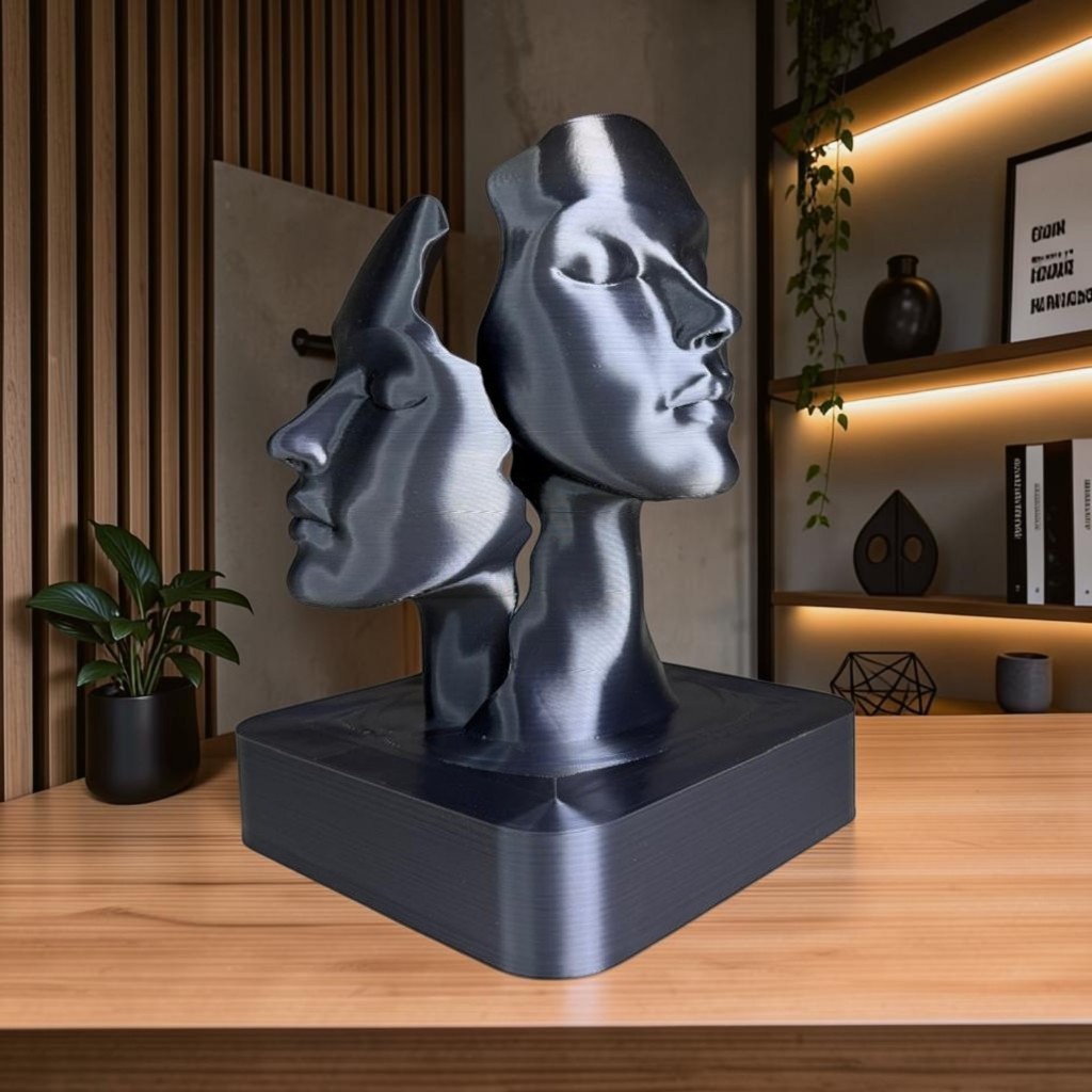 Escultura Face Dupla Minimalista  Decoração Moderna para Casa Sala Quarto e Escritório