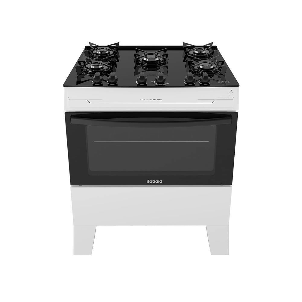 Fogão de Piso Itatiaia 5 Bocas Electra Glass Plus Branco - Bivolt