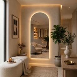 Espelho LED Corpo Inteiro 160x70cm Portal Grande Luz Amarela Para Quarto Closet Estúdio Barbearia
