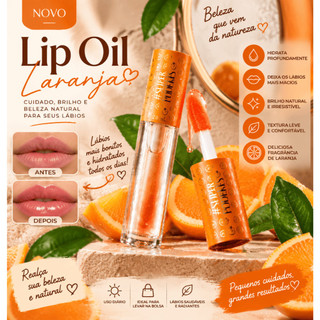 Lip Oil Laranja Super Poderes Hidratante Labial Brilho Natural Aroma Cítrico 2,8ml