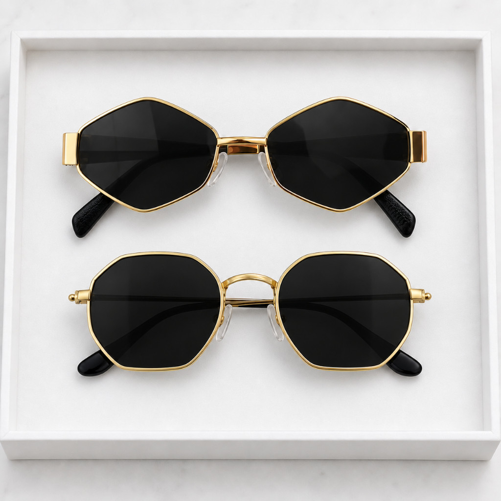2 peças Óculos de Moda Feminina com Armação Metálica Oval e hexagonal Y2K Óculos Estilo vintage dia a dia Férias verao