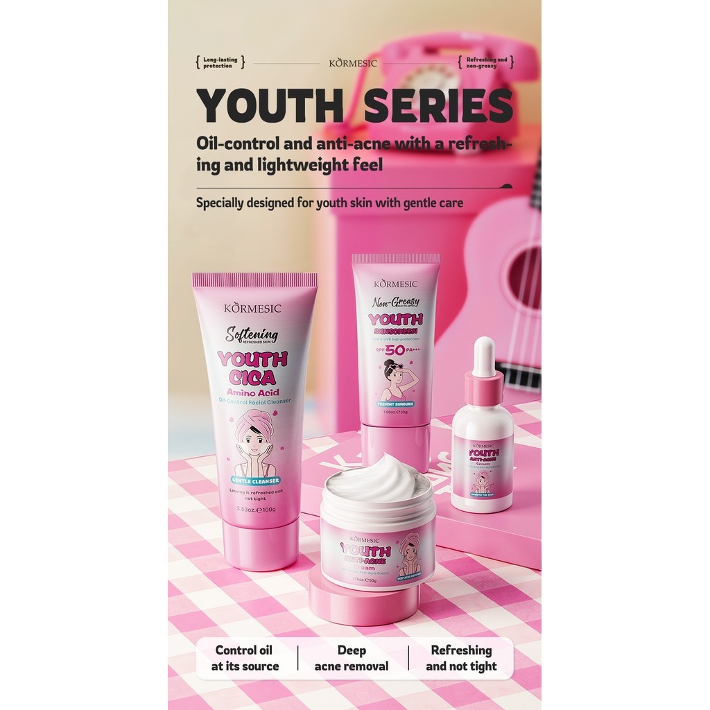 Conjunto facial da série de cuidados faciais para jovens com aminoácidos KORMESIC