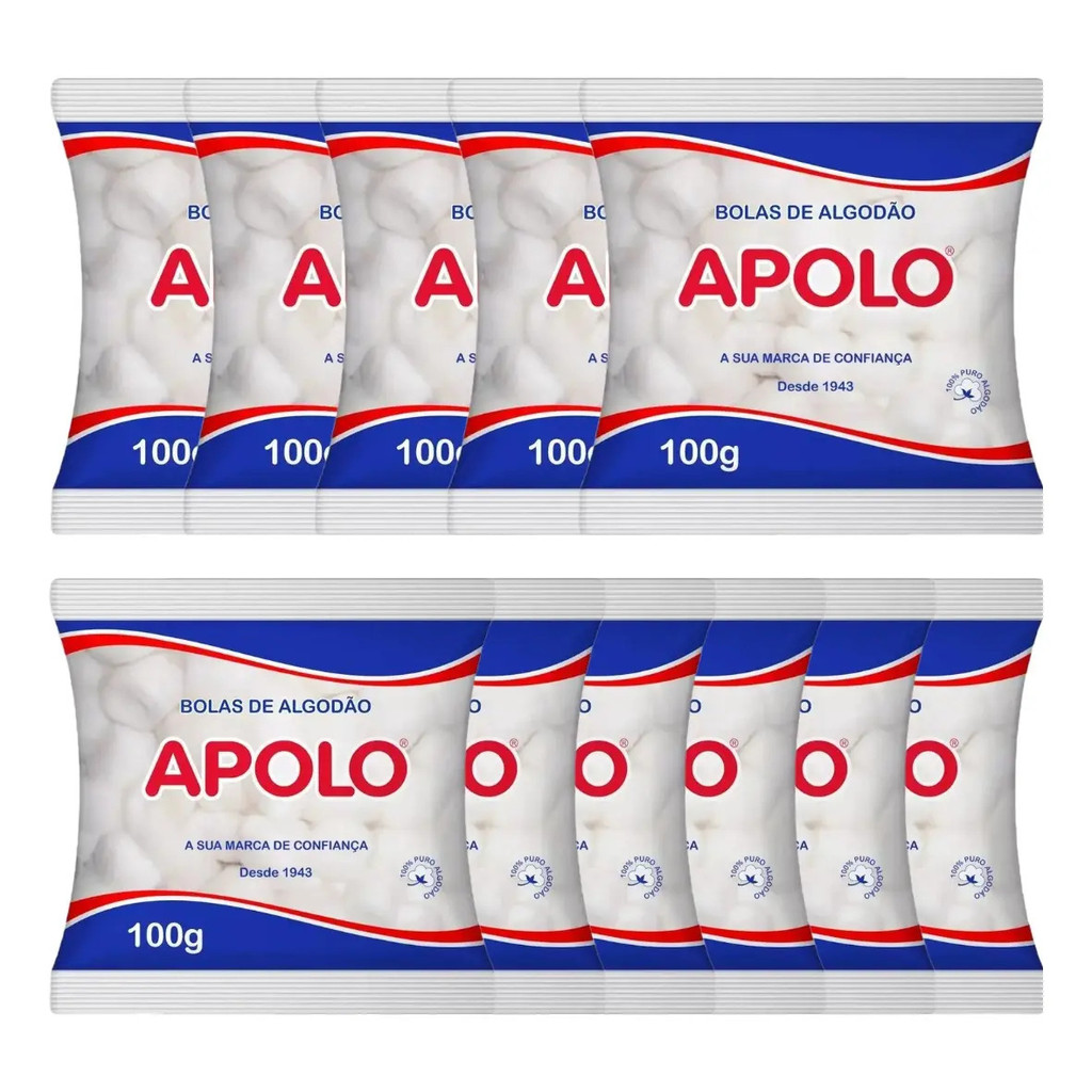 Kit 10 Algodão Apolo Bolas Limpeza Facial Maquiagem Bebê Unha