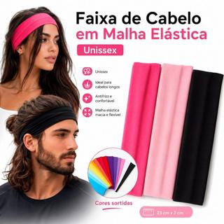 Kit 6 Faixas de Cabelo Feminina Esportiva, Elástica e Anatômica, Tamanho Único 42-64 cm, Largura 5,5 cm - Cores Sortidas