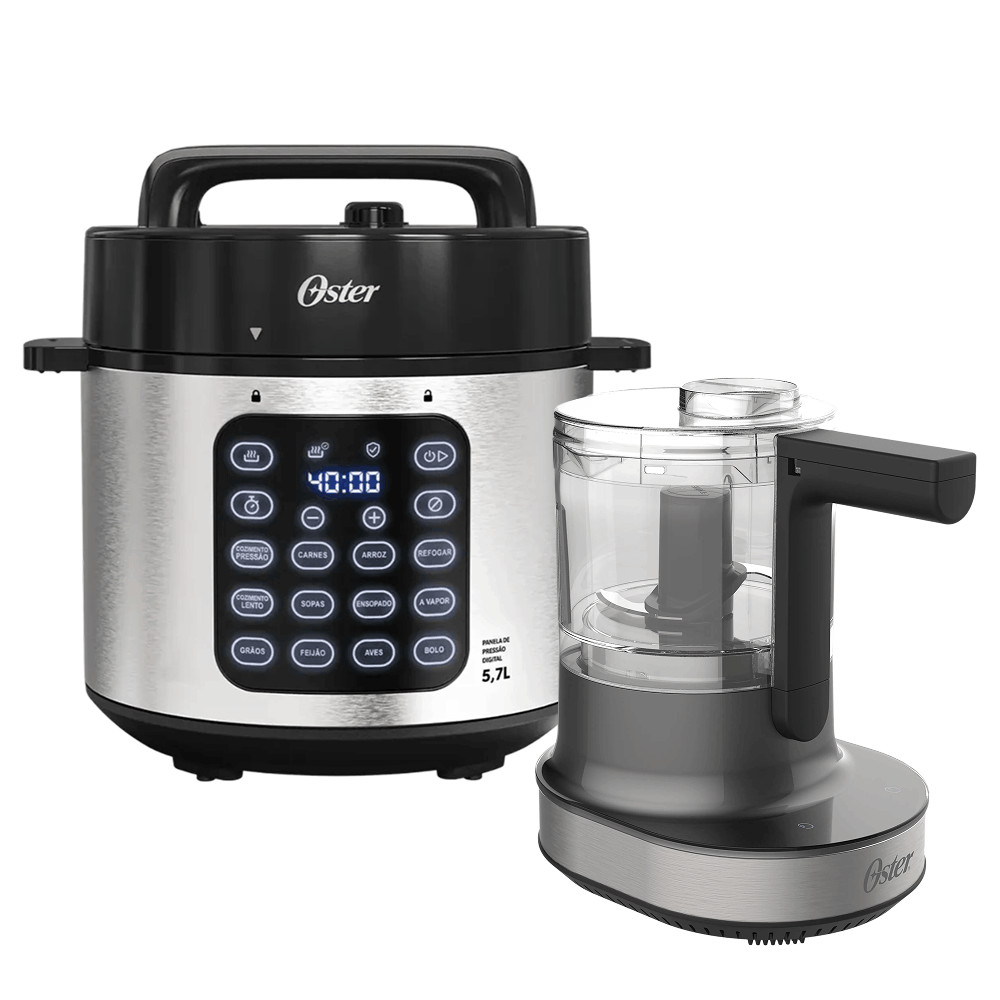 Kit Panela de Pressão Elétrica e Processador de Alimentos Oster