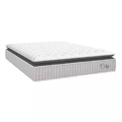 Colchão Casal King Molas Ensacadas City Pillow Top 193x203x23cm Branco / Preto Hellen