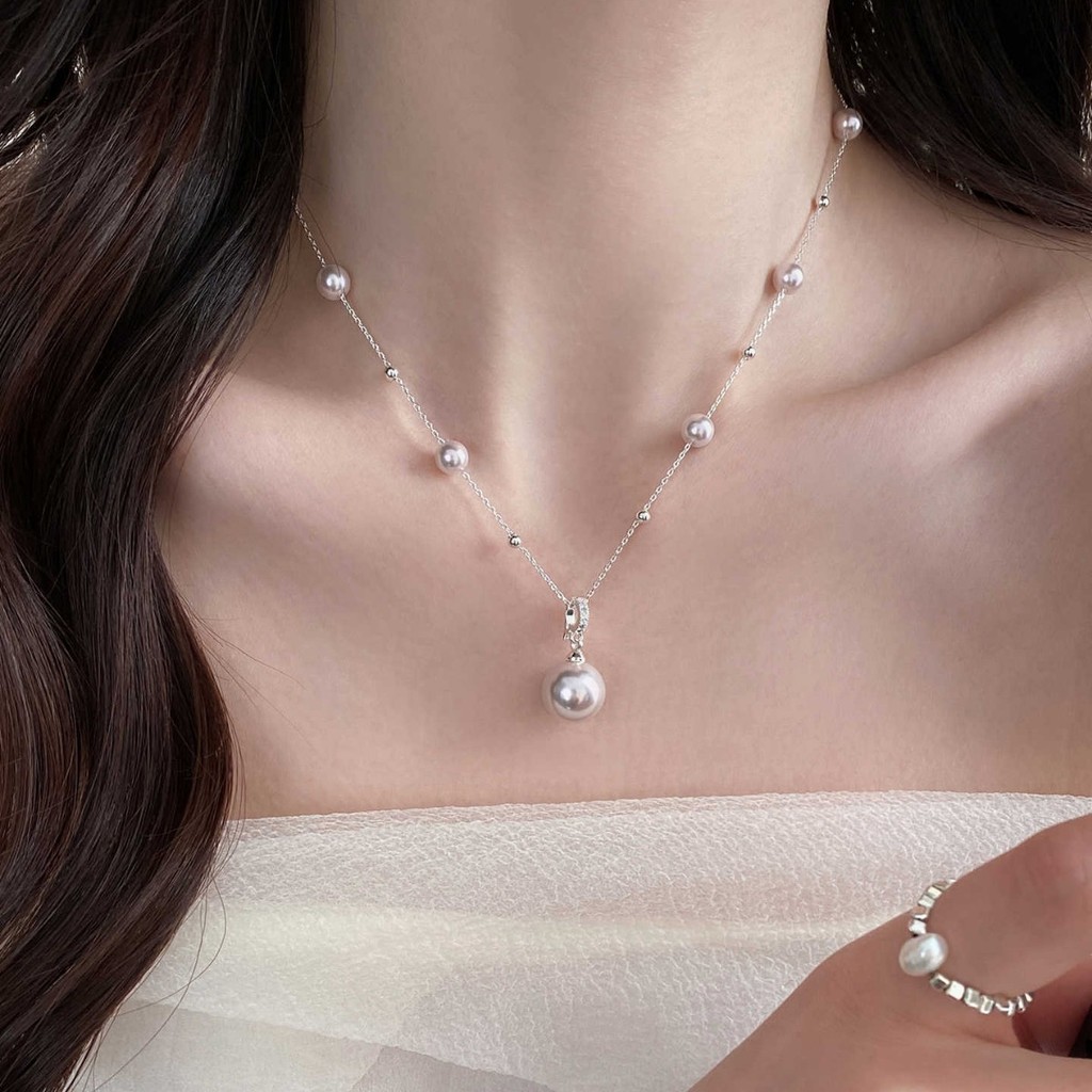 Francês Gypsophila Shijia pérola colar luz luxo nicho Design High-End simples All-Match colar feminino