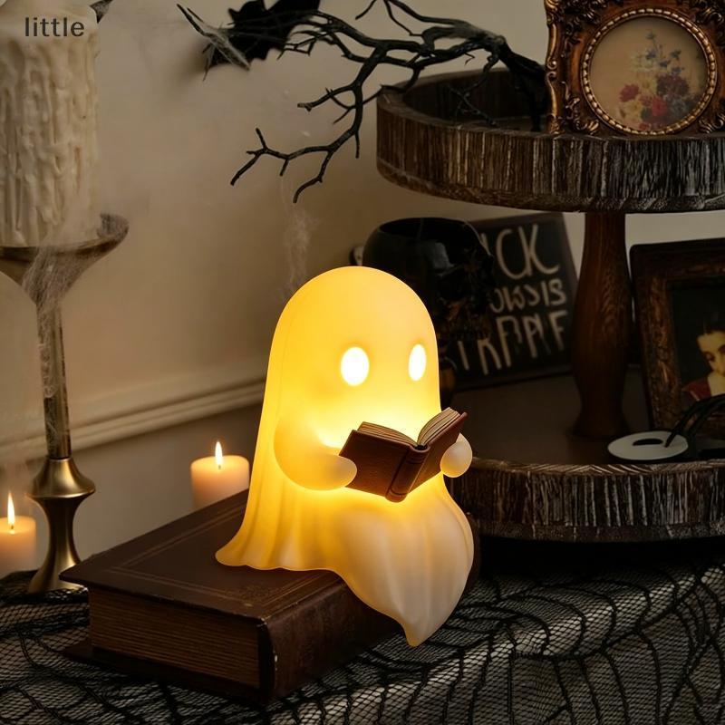[FSP] Ornamento De Mesa De Halloween Lâmpada De Livro De Leitura Fantasma Luz Ambiente Quente Para Festa De Fim De Ano D