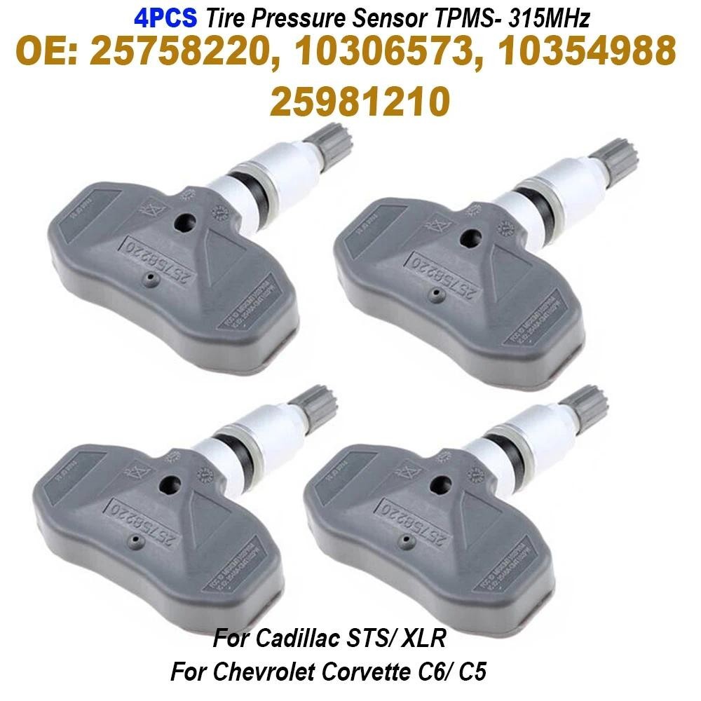 4PCS 25758220 10306573 10354988 25981210 Para Cadillac STS/XLR Chevrolet Corvette C6/C5 Sensor De Pressão Dos Pneus TPMS