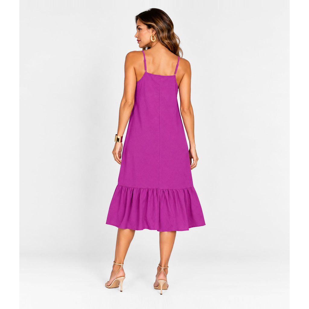 Vestido Longo De Alça E Recorte Maria Infinita Cor Roxo · foto 2