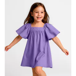 Vestido Infantil em Viscose Infinita Cor Roxo