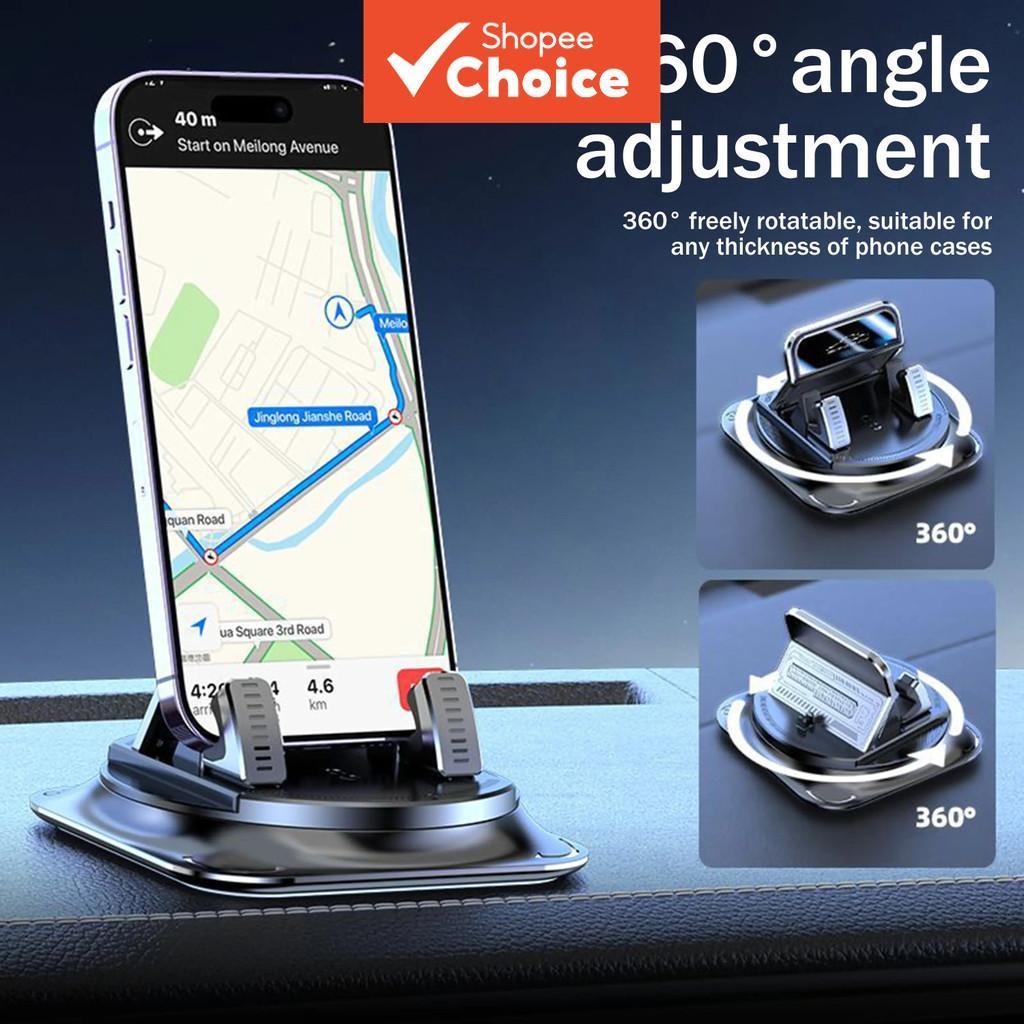 Suporte Veicular Giratório 360°, Antiderrapante para Painel, Operação com Uma Mão, Braçadeira de Mola Ajustável,