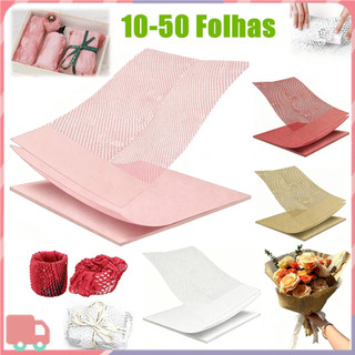 10-50 folhas Papel Colmeia Kraft Natural, Papel para flores, embalagem de presente ecológica. Aberto, 44x53cm.