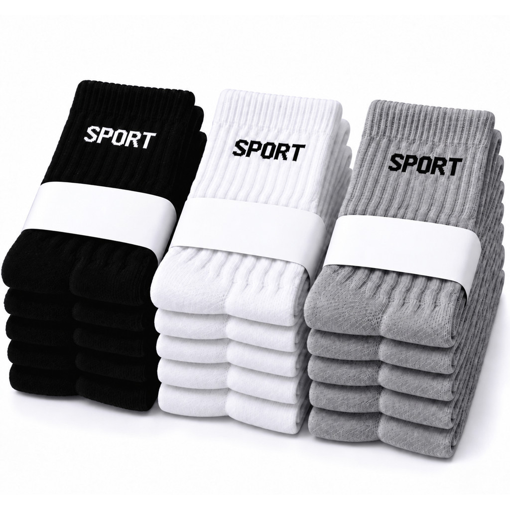 Kit ate 12 Pares Meias masculina SPORT Algodão cano alto/longo Corrida