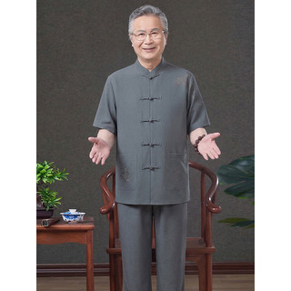 Novo estilo chinês Tang terno verão de meia-idade idoso pai terno de manga curta vovô estilo fino solto masculino estilo