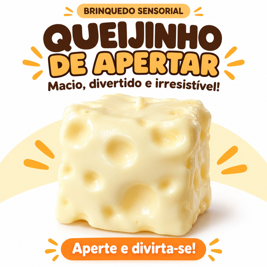 Queijinho Squishy Gigante de Apertar Antiestresse Sensorial Macio TPR 150g Kit com 1 2 3 Unidades