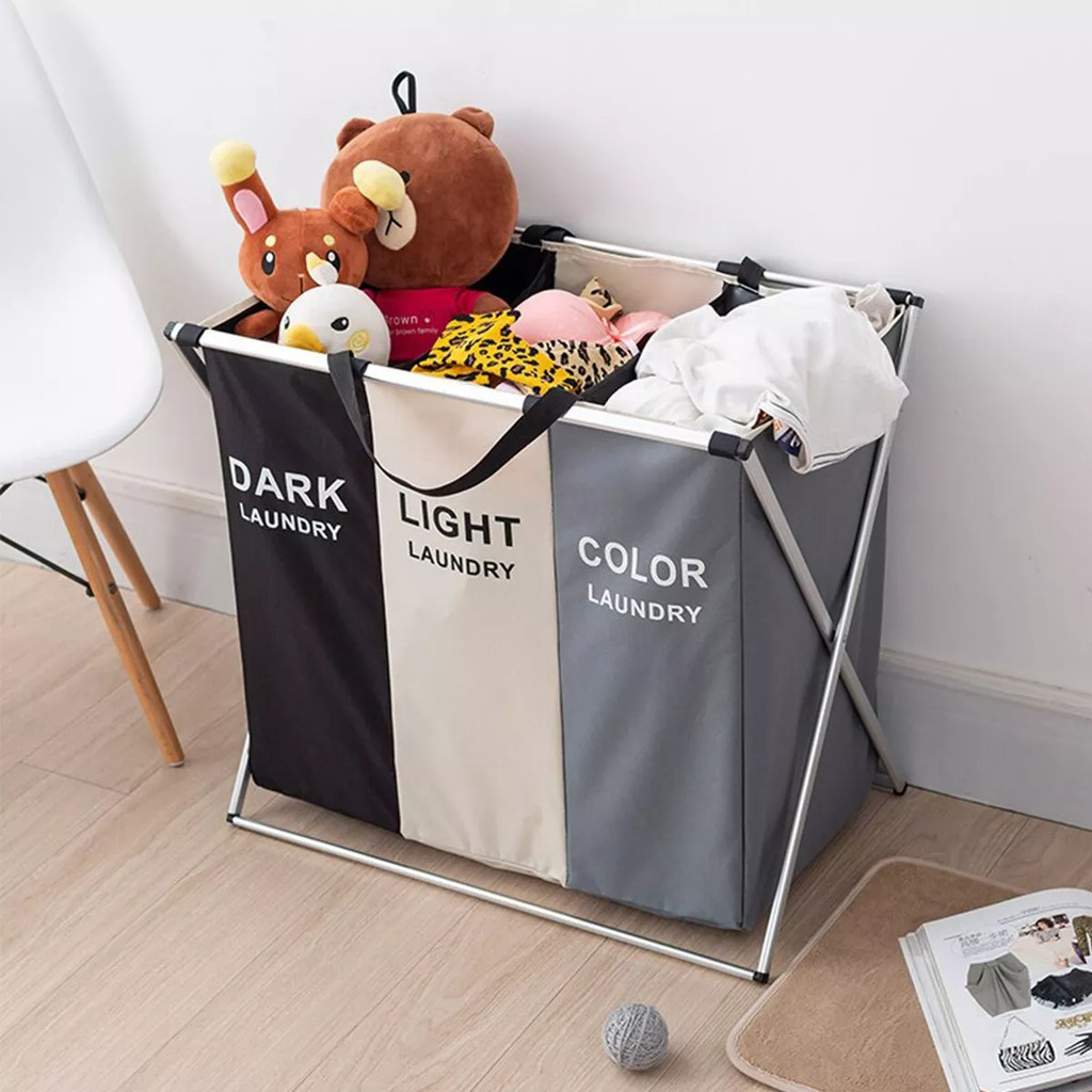 Cesto Roupa Suja cesto de roupa suja moderno Dobravel 3 Compartimentos Organizador Para Casa