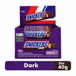 Chocolate Snickers Dark Com 20 Unidades De 40g
