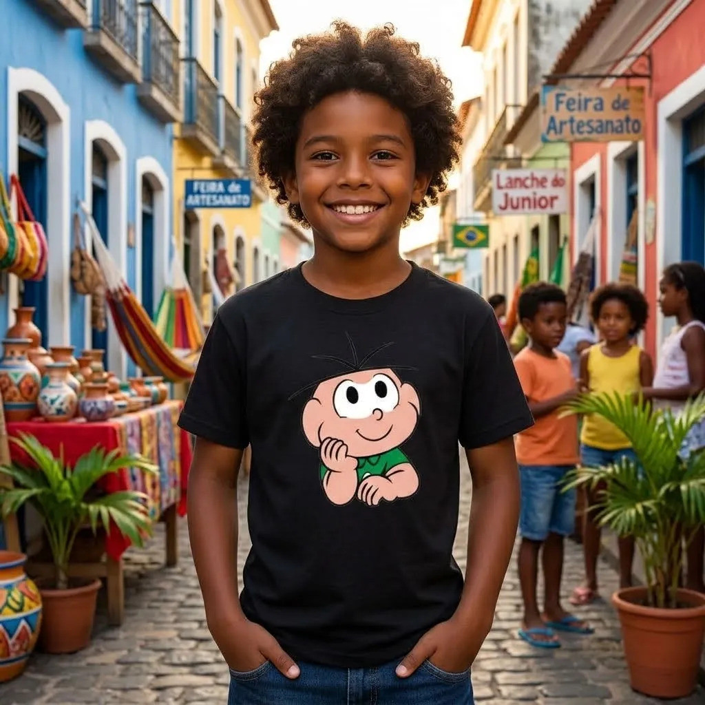 Camiseta Infantil Personagem Fofo Estampa Divertida Casual Confortável Para Meninos e Meninas Presente