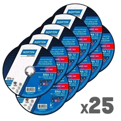 Kit 25 Discos de corte metal e inox 4.1/2x3/64x7/8pol Norton