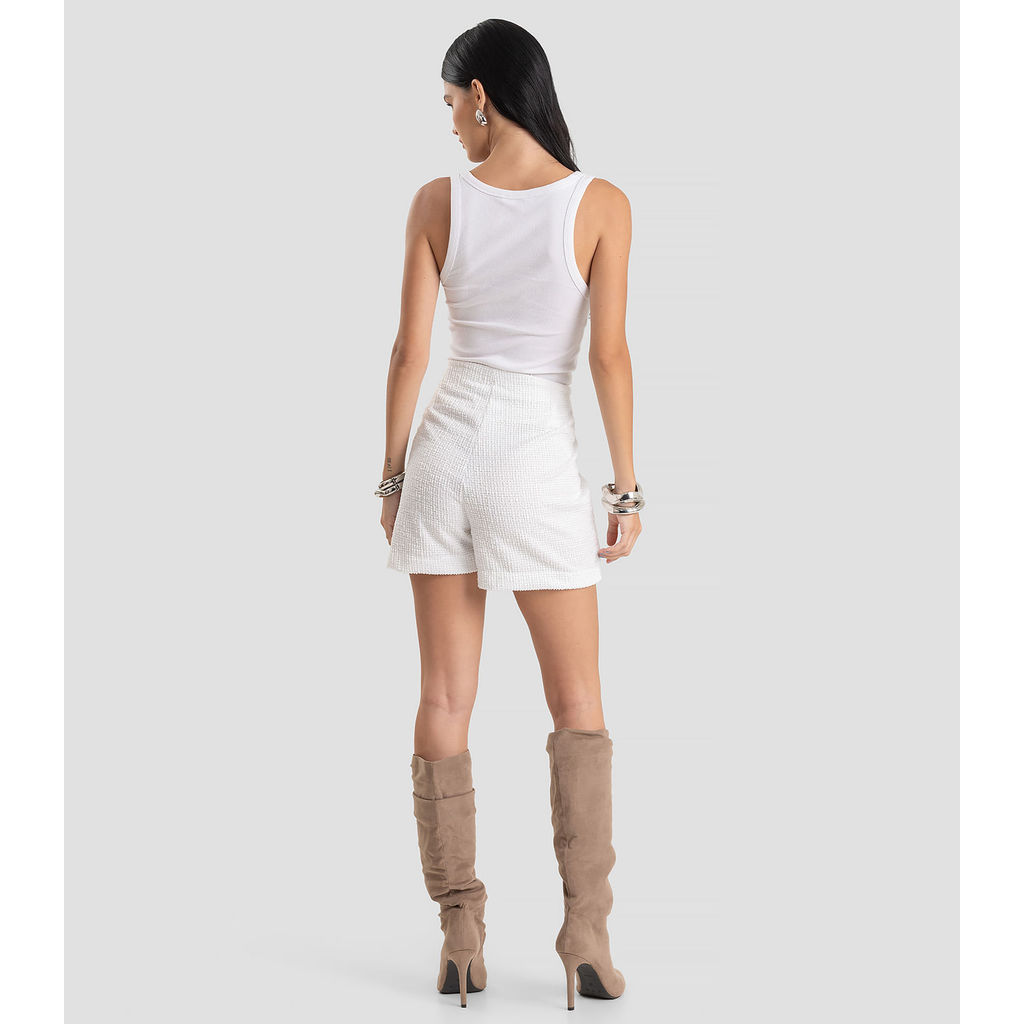 Shorts Saia Feminino Tweed Dianna Branco · foto 2