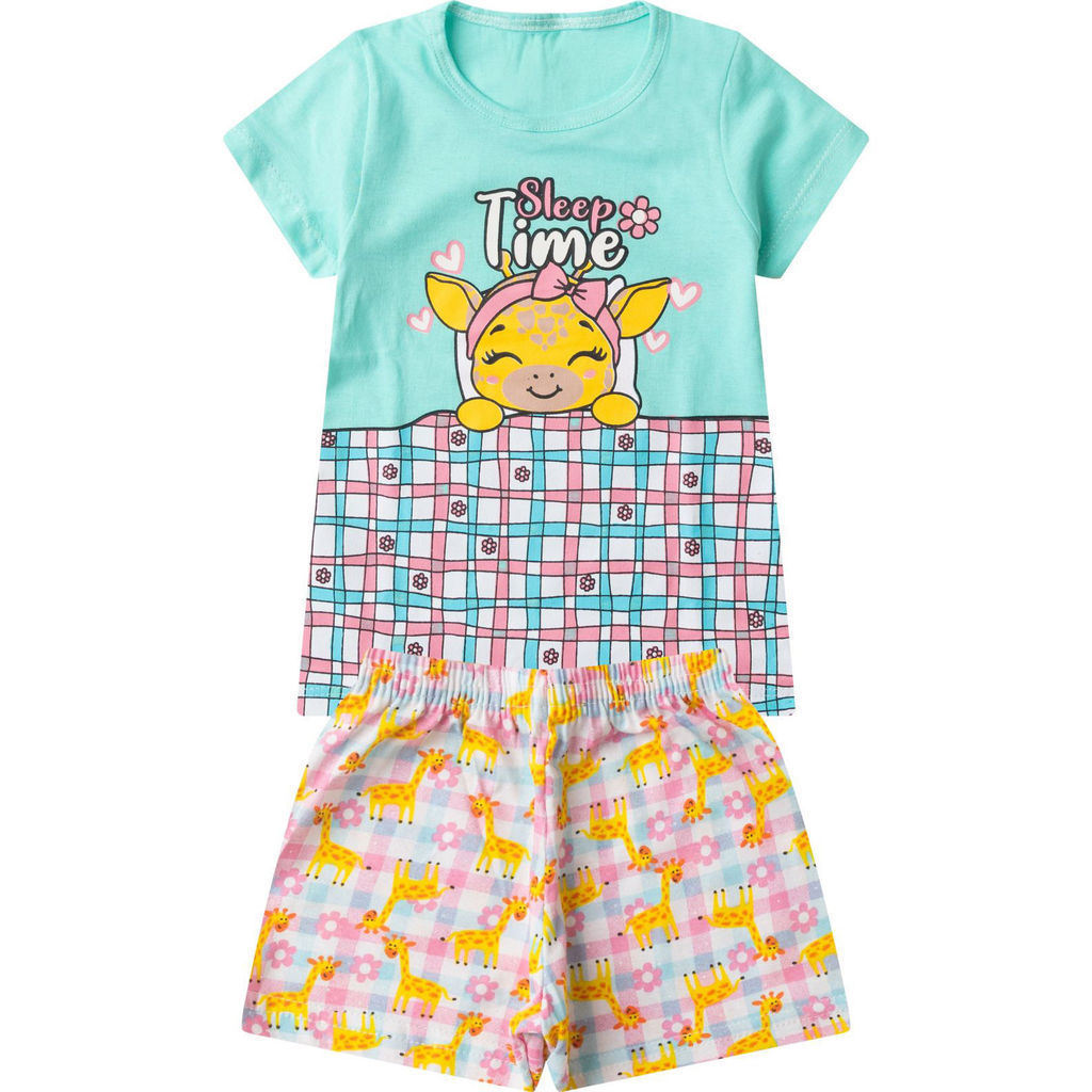 Pijama Verão Menina Brilha no Escuro Kappes Azul