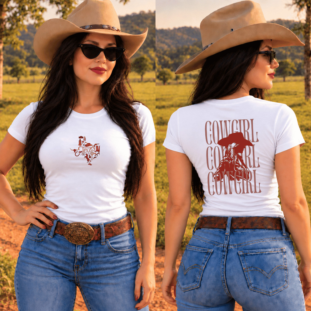 Camiseta Babylook T-Shirt 100% algodão estampada moda Country Rodeio Boiadeira Sertaneja country texas