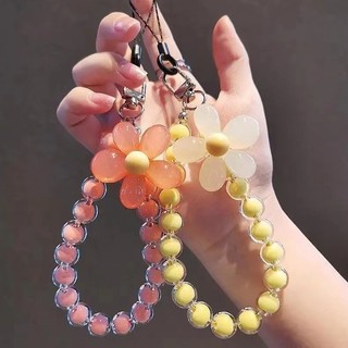 Macaron contas coloridas pétala cordão do telefone móvel japonês coreano ins estilo artesanal frisado flor corrente do t