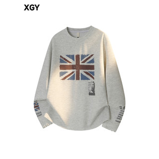 Americano Retro bandeira impresso moletom masculino street Wear rua rufião bonito de manga comprida outono solto Casual 