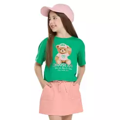 Conjunto Infantil Menina Ursinho Brilhos Elian Verde