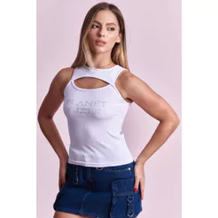 Regata Feminina Com Decote Planet Girls Branco
