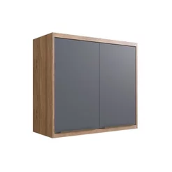 Armário Aéreo para Cozinha 80cm 2 Portas Viena Bege/Louro Freijó/Grafitto Louro Freijó/Grafitto