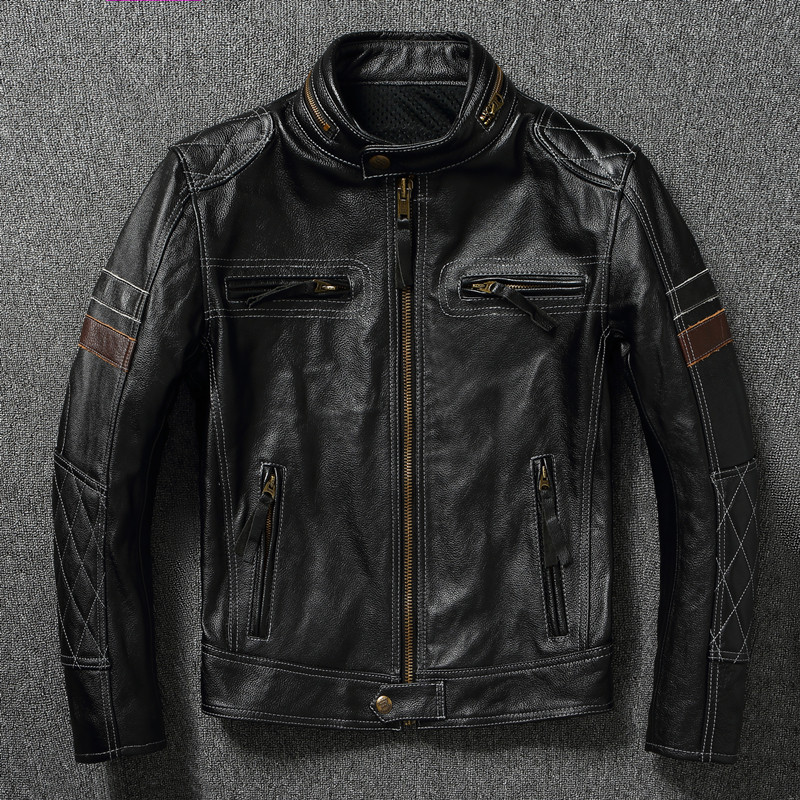 Nova Harley Primeira Camada de Couro Genuíno Jaqueta Masculina Gola Motocicleta Cara Resistente Camisa de Ciclismo Jaque