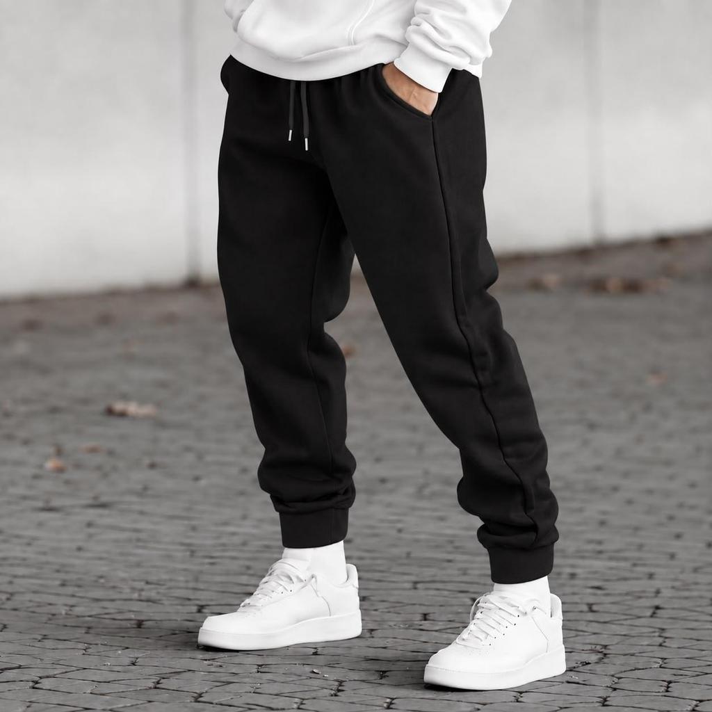 Calça Moletom Lisa Masculina Flanelada Academia Confortável Estilo Casual Algodão