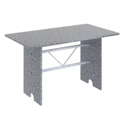 Mesa para Cozinha 120x75cm Tampo Granito Cinza/Martelado Pérola/Ocre Martelado Pérola/Ocre
