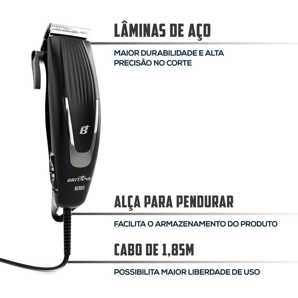 Cortador de Cabelos Britânia BCR03 9 Acessórios 18W · foto 2