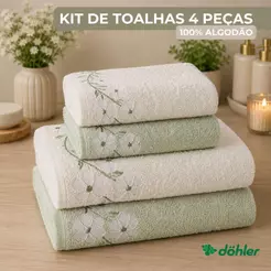 Kit Jogo De Toalhas Banho Rosto Dohler 100% Algodão Ótima Absorção Felpuda Toque Macio Eva