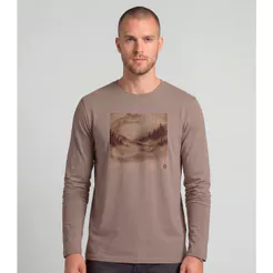 Camiseta Manga Longa Com Estampa Diametro Marrom